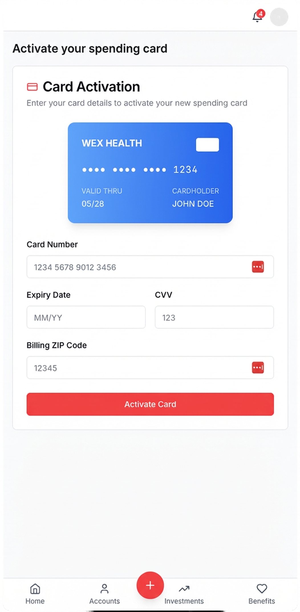 Activate spending card