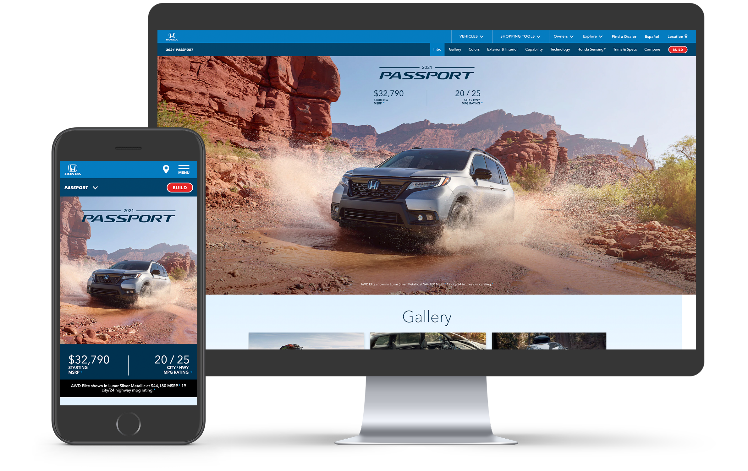 Honda Autos website mockup