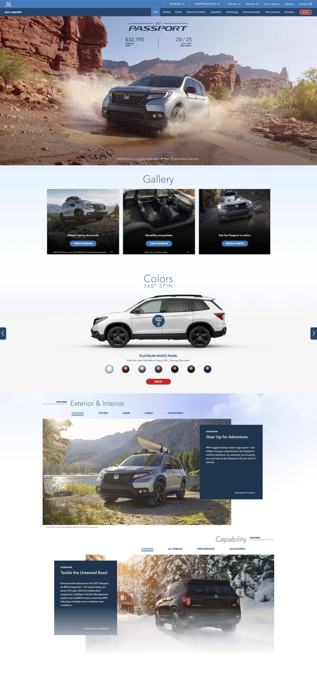 Redesigned vehicle landing page