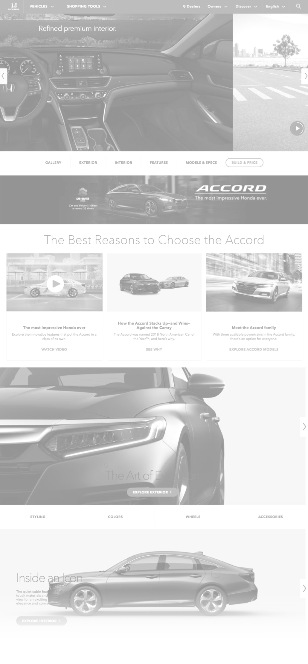 Previous vehicle landing page