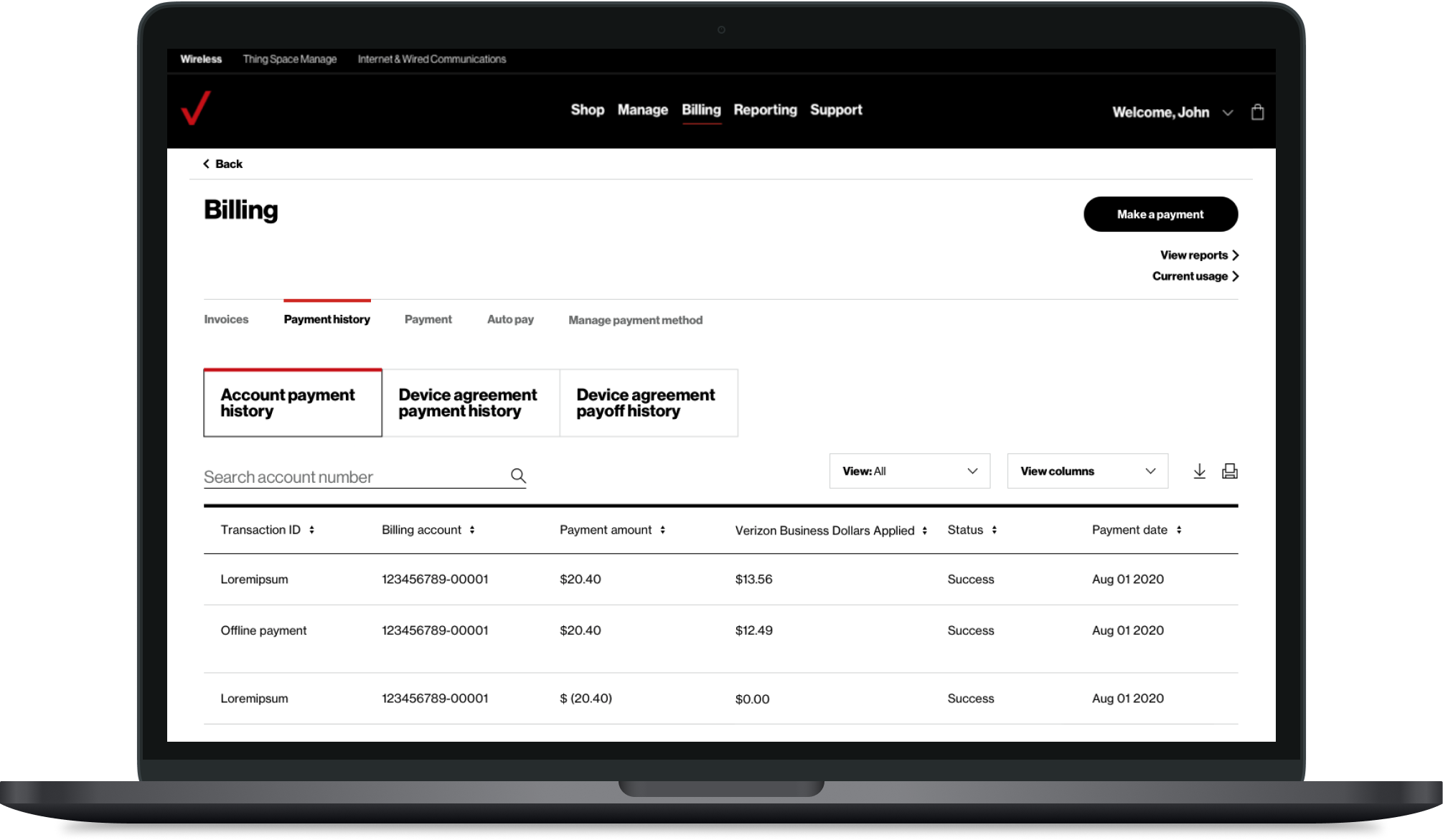 Business Dollars in billing