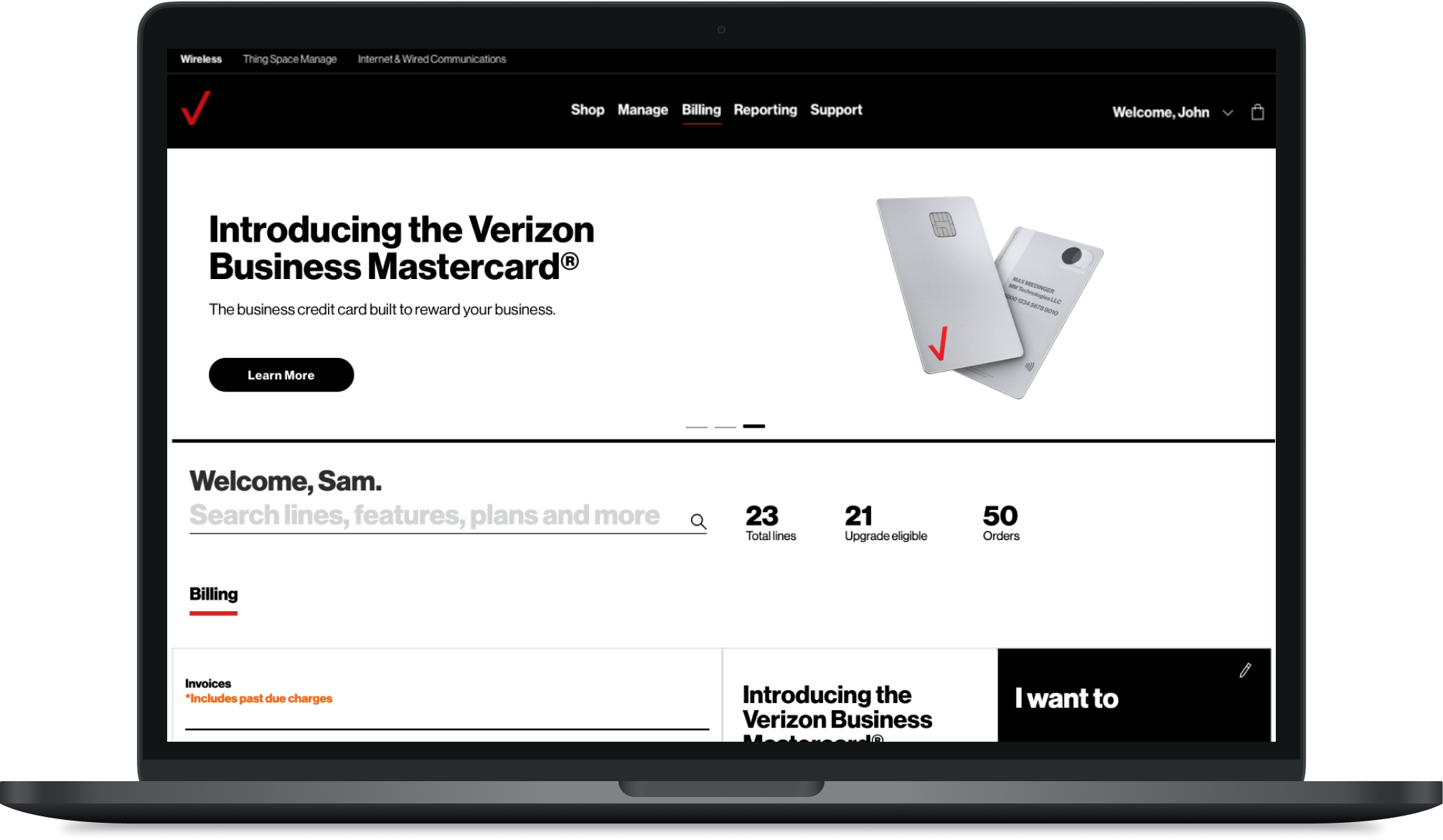 Verizon Business Mastercard mockup